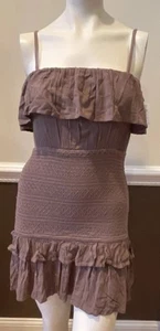 O’NEILL Constance Smocked Mini Dress Size Small Brown NEW W TAGS $59 *READ* - Picture 1 of 16