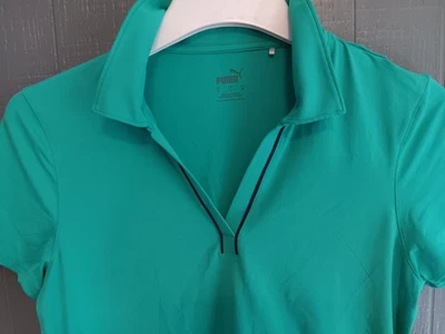 PUMA Women’s M Aqua Polo Shirt Slim Fit Short Sleeve Golf Activewear Top (Na) - Image 1 of 4
