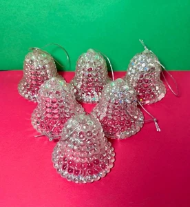 6er Set Vintage MCM Klar Acryl Blase Glockenform Weihnachtsschmuck - Bild 1 von 6