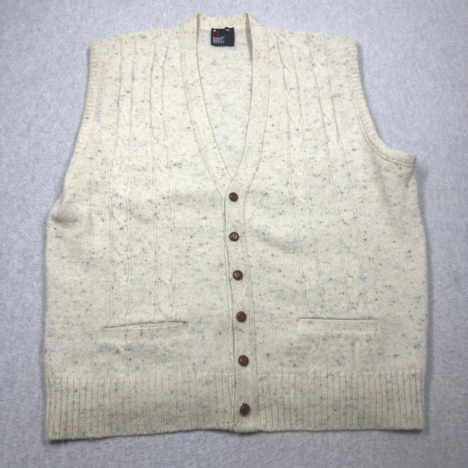 Chaleco Robert Bruce Para Hombres 2XL De Colección Botón Frontal Mezcla de Lana Cable Tejido Abuelo Foto 1 de 4