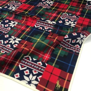 MEN Vintage Cotton Red Bandana Monogram plaid Handkerchief Kerchief 19" - Picture 1 of 4