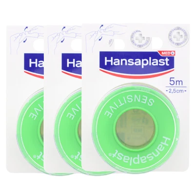 3x Hansaplast Fixierpflaster Sensitive 5m x 2,5cm Hypoallergen hautfreundlich - Bild 1 von 3