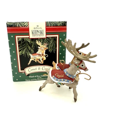 Hallmark 1992 Comet & Cupid Ornament #3 in Santa & His Reindeer Collection - Image 1 of 4