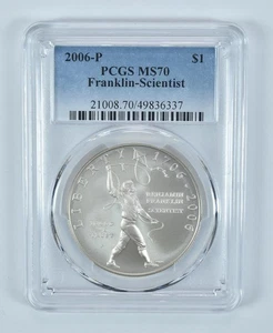 2006-P Benjamin Franklin Scientist Commemorative $1 MS70 PCGS Blue Label *0037 - Picture 1 of 5