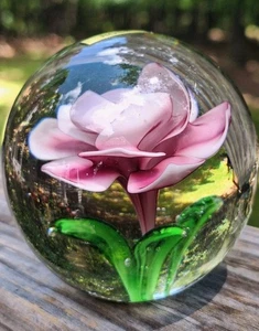 Dynasty Gallery Heirloom Collection Rosa Rose in Klarglas Briefbeschwerer 2,5" - Bild 1 von 8