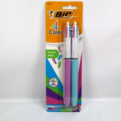 Bic 4-Color Retractable Ballpoint Pen Assorted Ink 1mm Medium 2/Pack AMP21 Franc - Image 1 of 2