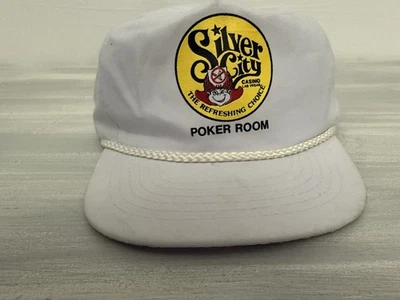 De colección Años 90 Silver City Casino Las Vegas Camionero Cuerda Sombrero Blanco Poker Foto 1 de 4