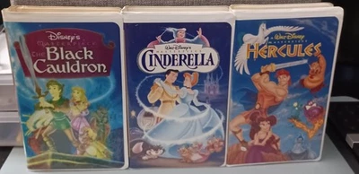 Lot Of 3 Disney Masterpiece VHS:  Hercules, Cinderella & The Black Cauldron - Image 1 of 3
