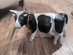 Vintage 1998 Trippie's Inc. Ceramic Cow Figurine with Copper Bell, 7 x 4 Inches - Picture 1 of 3