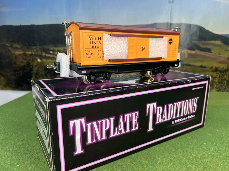 O GAUGE 3-Rail MTH TINPLATE TRADITIONS 10-3003 MTH LINES BOX CAR #814 MINT - Image 1 of 4