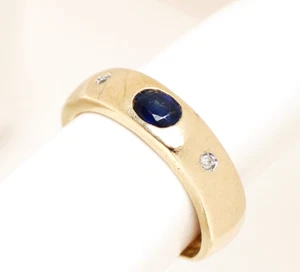 Kinderring Damenring 8 Karat 333 Gold Gelbgold Saphir Diamanten 1,58 g Gr. 45 - Bild 1 von 3