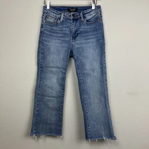 Judy Blue Jeans Womens 3/26 (27W x 21L) Medium Wash Mid Rise Bootcut Raw Hem - Picture 1 of 16