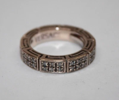 Difícil de encontrar! Anillo Versace Oro Blanco 18k Diamante Pavé Banda Eternidad Talla: 5.5 [104GRA] Foto 1 de 4