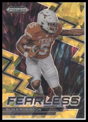 #F-21 Bijan Robinson 2023 Panini Prizm Draft Picks Fearless Gold Ice - Image 1 of 2