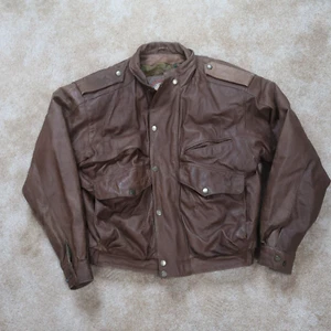 Vintage Wilsons Adventure Bound Bomber Jacket Men's Medium Brown leather Coat - Picture 1 of 14