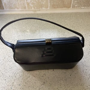 Bolso de mano vintage MCM 1950 charol negro bloque caja - cierre de latón - Imagen 1 de 9