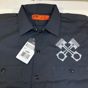 NEW NWT DICKIES GARAGE CAR HOT ROD MECHANIC RACING WORK SHIRT Mens L Pistons  - Picture 1 of 4
