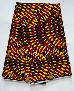 African Fabric/ Ankara - Red, Yellow, Black 'Dada Illusion', YARD or WHOLESALE - Picture 1 of 4