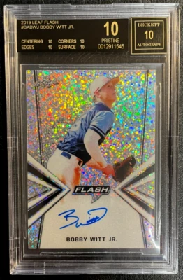 2019 Leaf Flash Bobby Witt Jr. Autographed BGS PRISTINE Black Label Card #BA-BWJ - Image 1 of 2