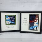 Christmas Framed 3D Snowmen Wall Art 2Pc Set Peace On Earth Magical Time Of Year