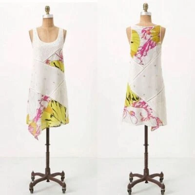 Vestido Leifnotes Anthropologie Guarri $168 novo com etiquetas tamanho 2 mistura de seda algodão com miçangas - Imagem 1 de 4