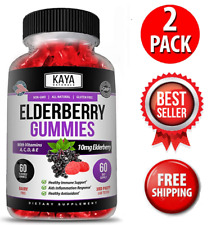 (2 Pack) Elderberry Immune Support Gummies, Zinc, Vitamin C, Great Flavor