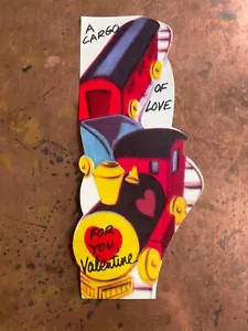 Locomotora de tren Cargo of Love de colección tarjeta de San Valentín década de 1950 sin usar nueva de colección - Imagen 1 de 4