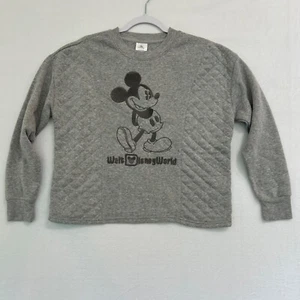 Disney Womens M Sweatshirt Embroidered Mickey Walt Disney World Gray - Picture 1 of 10