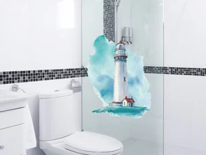 Pegatina de ventana faro marítimo, imagen de ventana baño, decoración de ventana pegatina de vidrio - Imagen 1 de 5