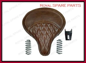 Adapté Pour Royal Enfield 500 Bullet Standard Electra Cuir Brun Siège Élastique - Photo 1/5