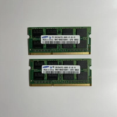 Samsung 4GB ( 2 x 2GB ) 2Rx8 PC3-8500S LAPTOP RAM MEMORY M471B5673FH0-CF8 - Image 1 of 2