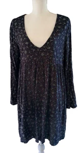 Ralph Lauren Denim Supply Tunic Shirt Long Sleeve Black Floral Large VNeck - Picture 1 of 7