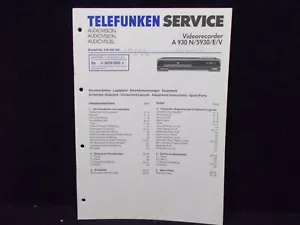 Telefunken Service Manual, Videorecorder A932N/5930/E/V, dt./engl.. #K-325-22 - Bild 1 von 2