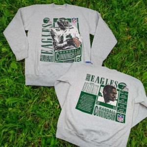 Vintage 90s Randall Cunningham Nutmeg Mills Eagles NFL Sweatshirt L - Picture 1 of 11