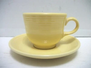 Vtg Homer Laughlin Fiesta Ware Yellow CUP & SAUCER Lead Free - Picture 1 of 9