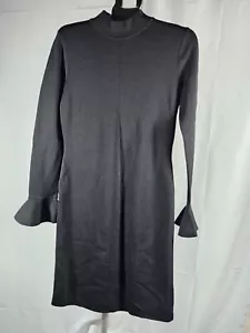 MICHAELMichael Kors Women Black Long Bell Sleeve High Neck Knit Dress Size L NWT - Picture 1 of 8