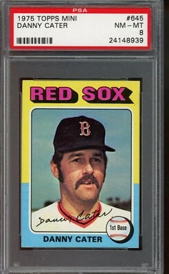 1975 TOPPS MINI DANNY CARTER #645 PSA NM MT 8 BOSTON RED SOX - Image 1 of 2