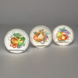 3 Platos de Pared Decoración Cocina Ucago Arte Naranja Uvas Festoneadas Mediados de Siglo De Colección - Imagen 1 de 9