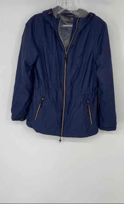 Chaqueta cortavientos Free Country azul manga larga con capucha para mujer talla pequeña Foto 1 de 4