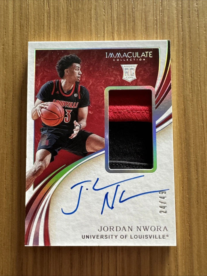2020-21 Immaculate Jordan Nwora Auto On Card Jersey Player Worn Rookie RC 24/99 - Image 1 of 2