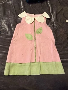 VTG Cottontail Originals Boutique Easter Pink Green Flower Petal Dress Linen 4T - Picture 1 of 9