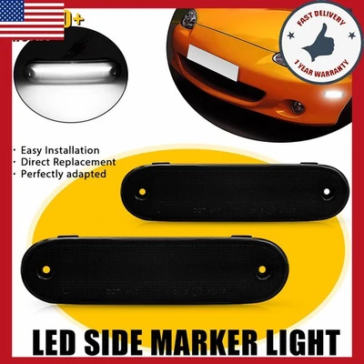 Conjunto de 2 luzes indicadoras laterais traseiras Fit Mazda Miata 1990-2005 MX-5 brancas e LH RH - Imagem 1 de 4