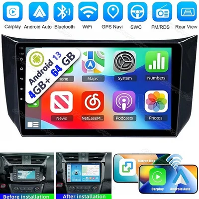 Rádio de carro 10.1" Android 15 para 2012-2019 Nissan Sentra Sylphy Carplay GPS 4+64GB - Imagem 1 de 4