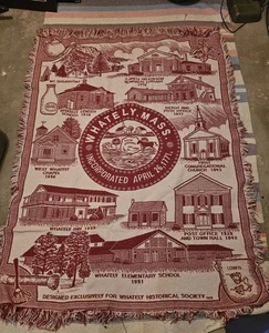 Tapiz manta Whately Massachusetts de colección 45x63 raro famoso botella de leche - Imagen 1 de 5