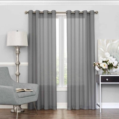 Eclipse Liberty Gray 52x84 Light Filtering Grommet Window Curtain Panel NEW - Image 1 of 4