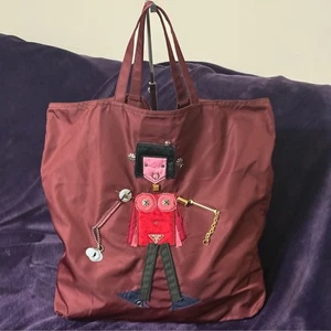 💎AUTÉNTICO BOLSO DE MANO DE NAILON ROBOT BORGOÑA PRADA (RARO)💎 - Imagen 1 de 16