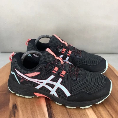 ASICS Gel Venture 8 Wide Womens Running Shoes Black Coral Aqua Size 11 - Image 1 of 4