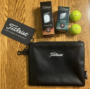 NEW Titleist Travel Gear Black Zipper Pouch Bag LOT TA20ZP-0 + Pro V1 + AVX LOOK - Picture 1 of 7