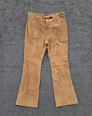 Pantalones de cuero vintage para mujer 13/14 (se adapta a 34x31) gamuza tostada corte boot occidental Foto 1 de 4