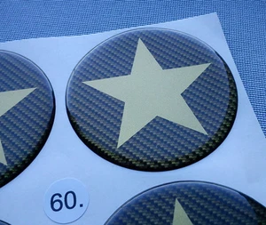 4x Carbon Lock Embleme für Nabenkappen Felgendeckel 60 mm Silikon stern 5 60CG - Bild 1 von 6